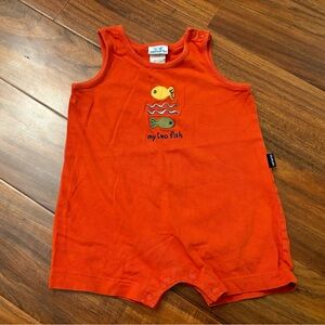 Carters vintage orange fish sleeveless romper